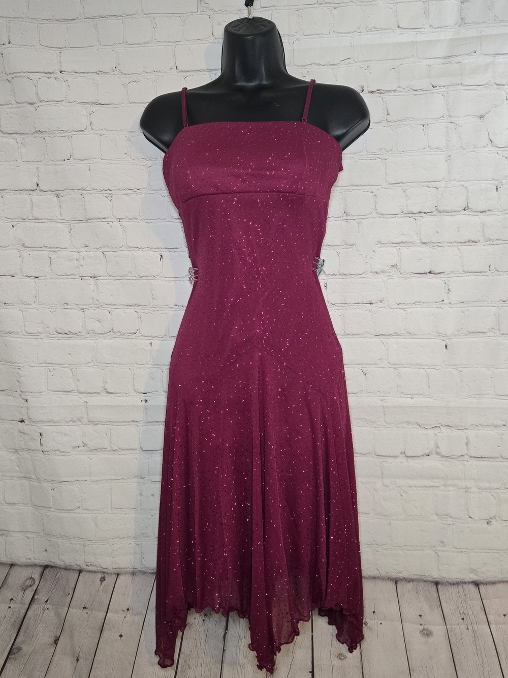 City Triangles Fuchsia Sparkle Spaghetti‑Strap Midi Dress Fairy Euro